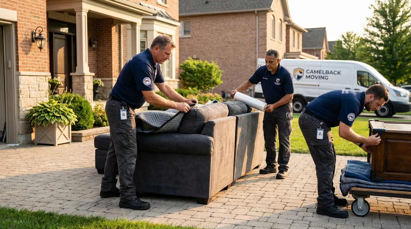 Large estate moving crew wrapping furniture in Marfa, TX